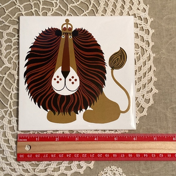 Vintage King Lion Ceramic Tile By Kenneth Townsend - Picture 10 of 11